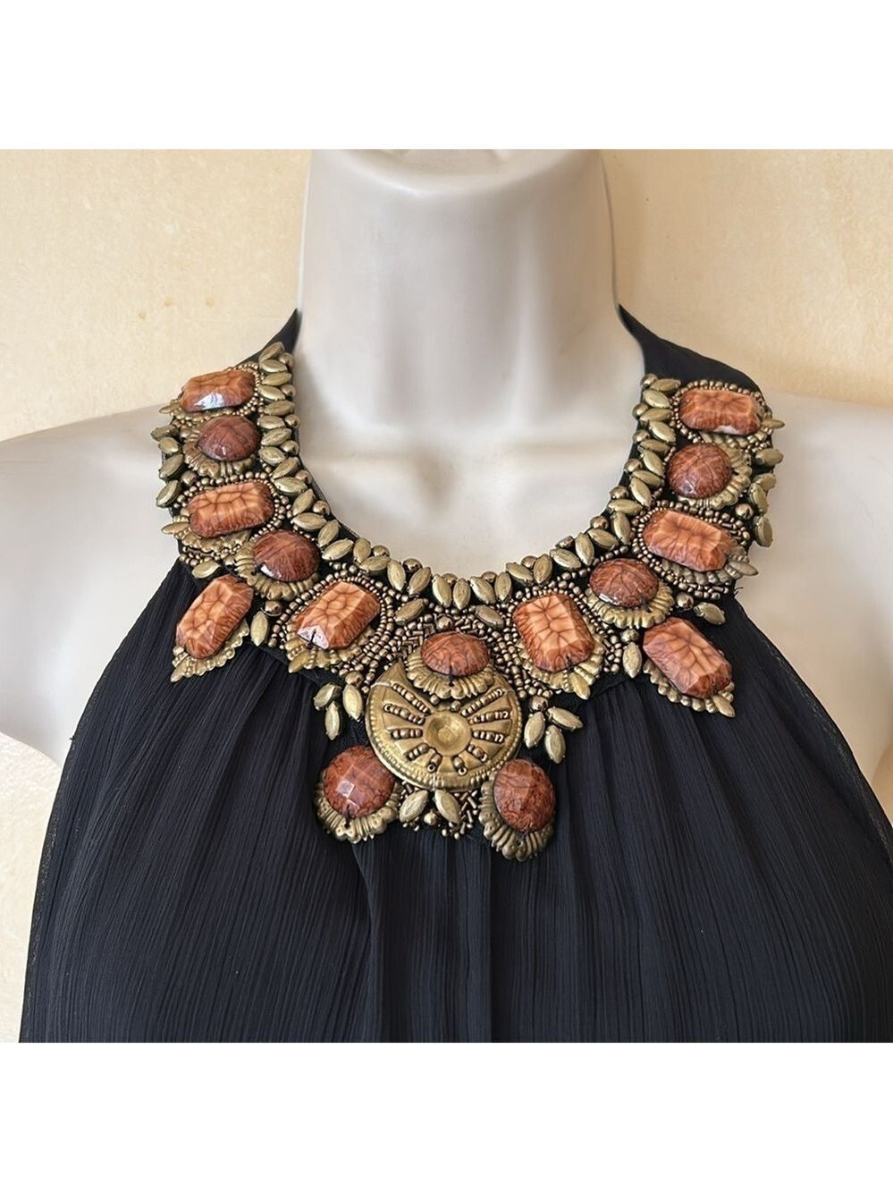 Alice + Olivia Ravi beaded halter maxi dress size S/P - Picture 3 of 13